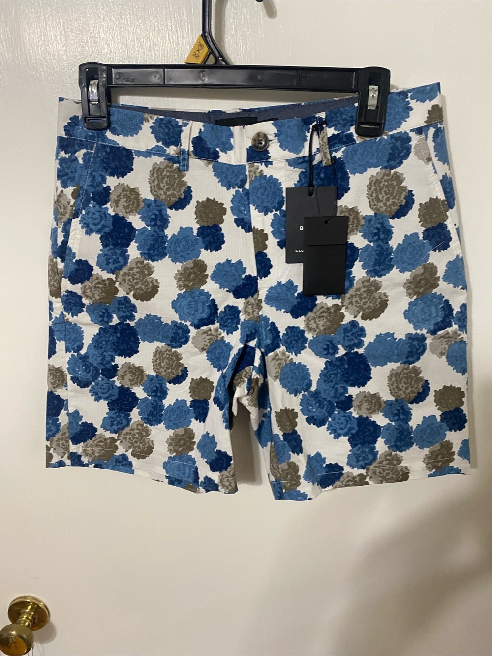 Club Monaco Blue and Olive Floral Women's Board Shorts